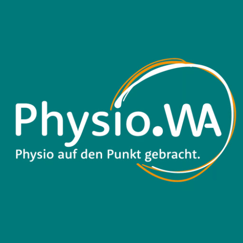 Physio.WA Logo auf gr&uuml;nem Hintergrund